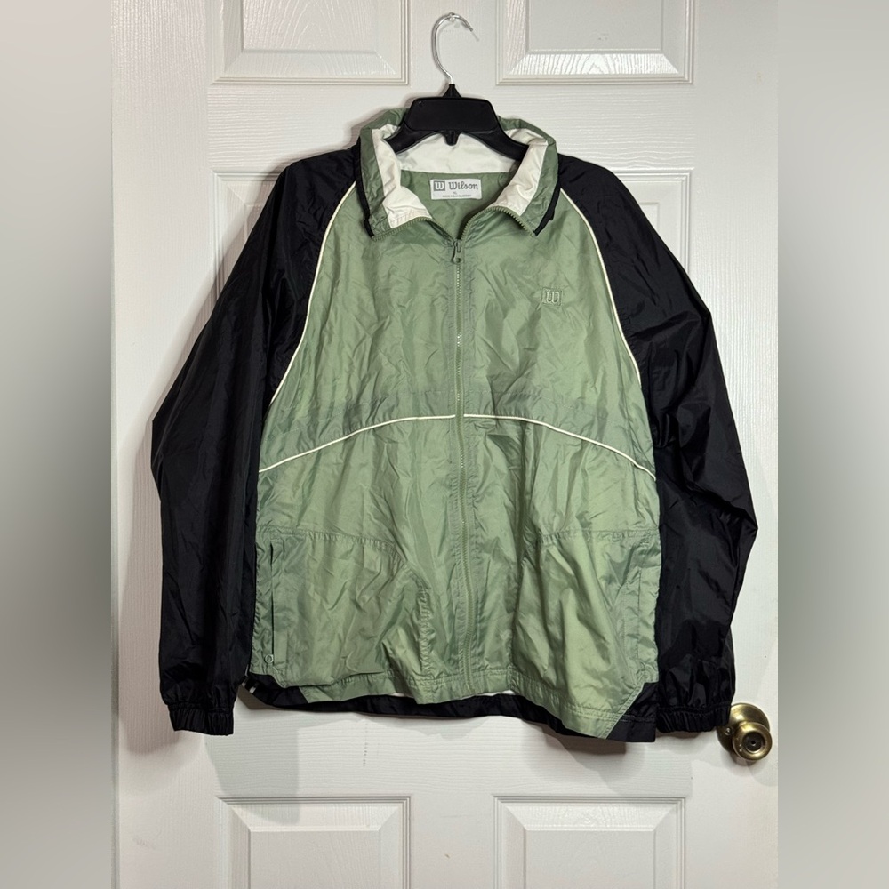 Vintage WILSON WINDBREAKER Lined Jacket Green & Black Men's XL